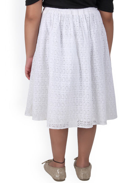 Girls Lace Flared Midi Skirt