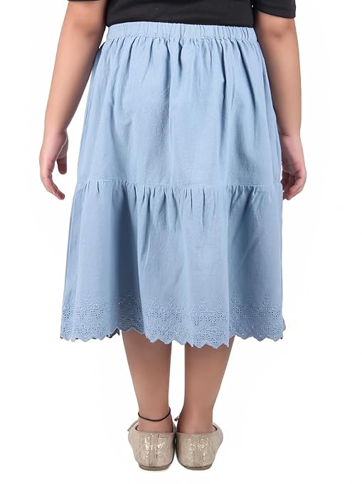 Girls Tiered Flared Skirt with Scallop Hem