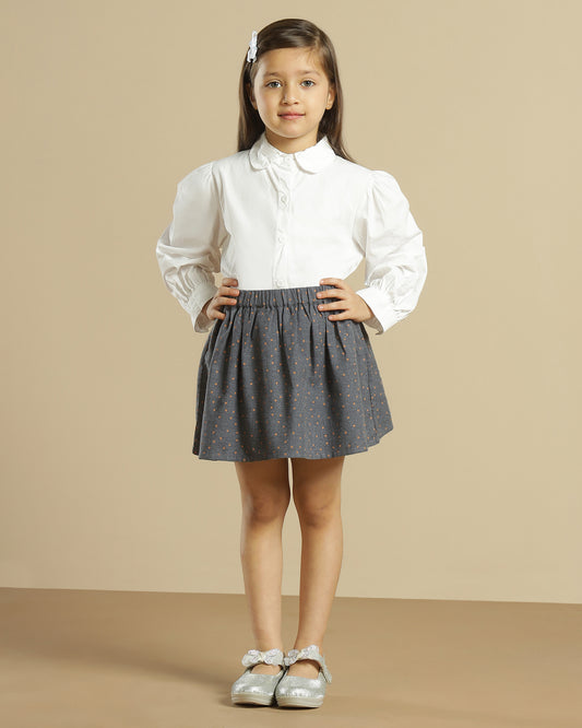 Girls Polka Dot Flared Mini Skirt for Casual Wear