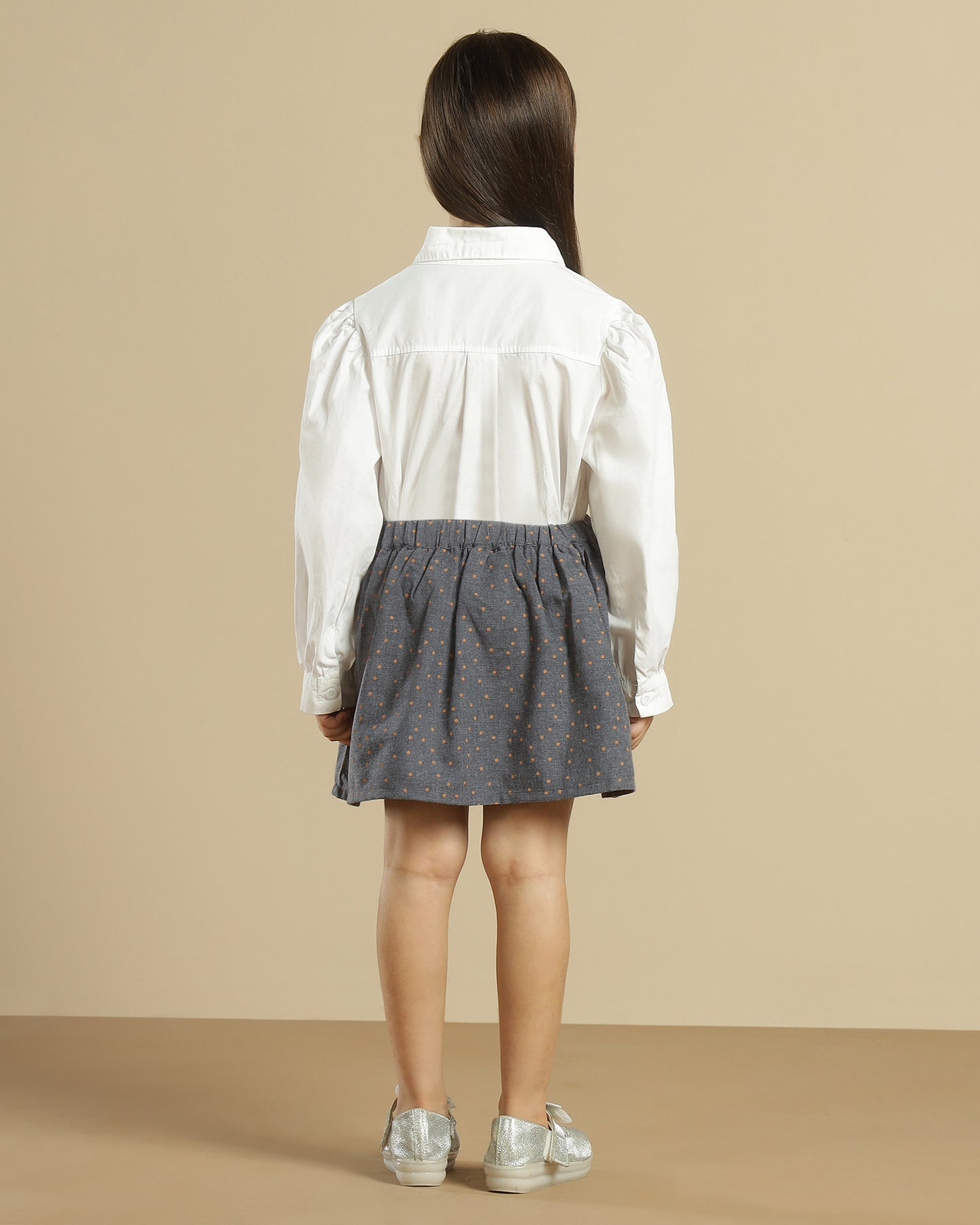 Girls Polka Dot Flared Mini Skirt for Casual Wear