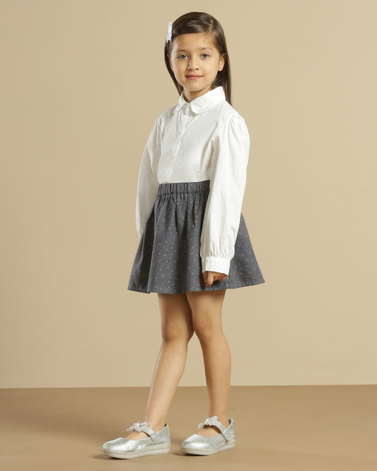Girls Polka Dot Flared Mini Skirt for Casual Wear