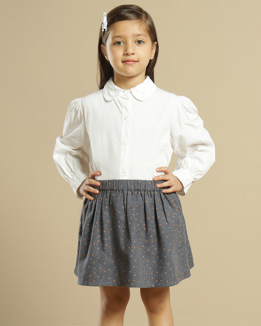 Girls Polka Dot Flared Mini Skirt for Casual Wear