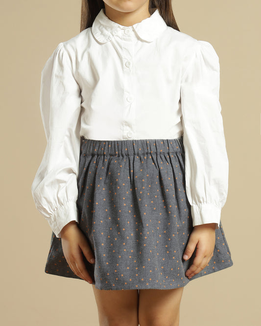 Girls Polka Dot Flared Mini Skirt for Casual Wear
