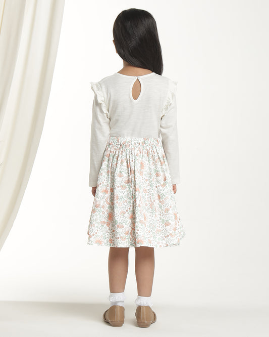 Girls Pastel Floral Printed Flared Mini Skirt