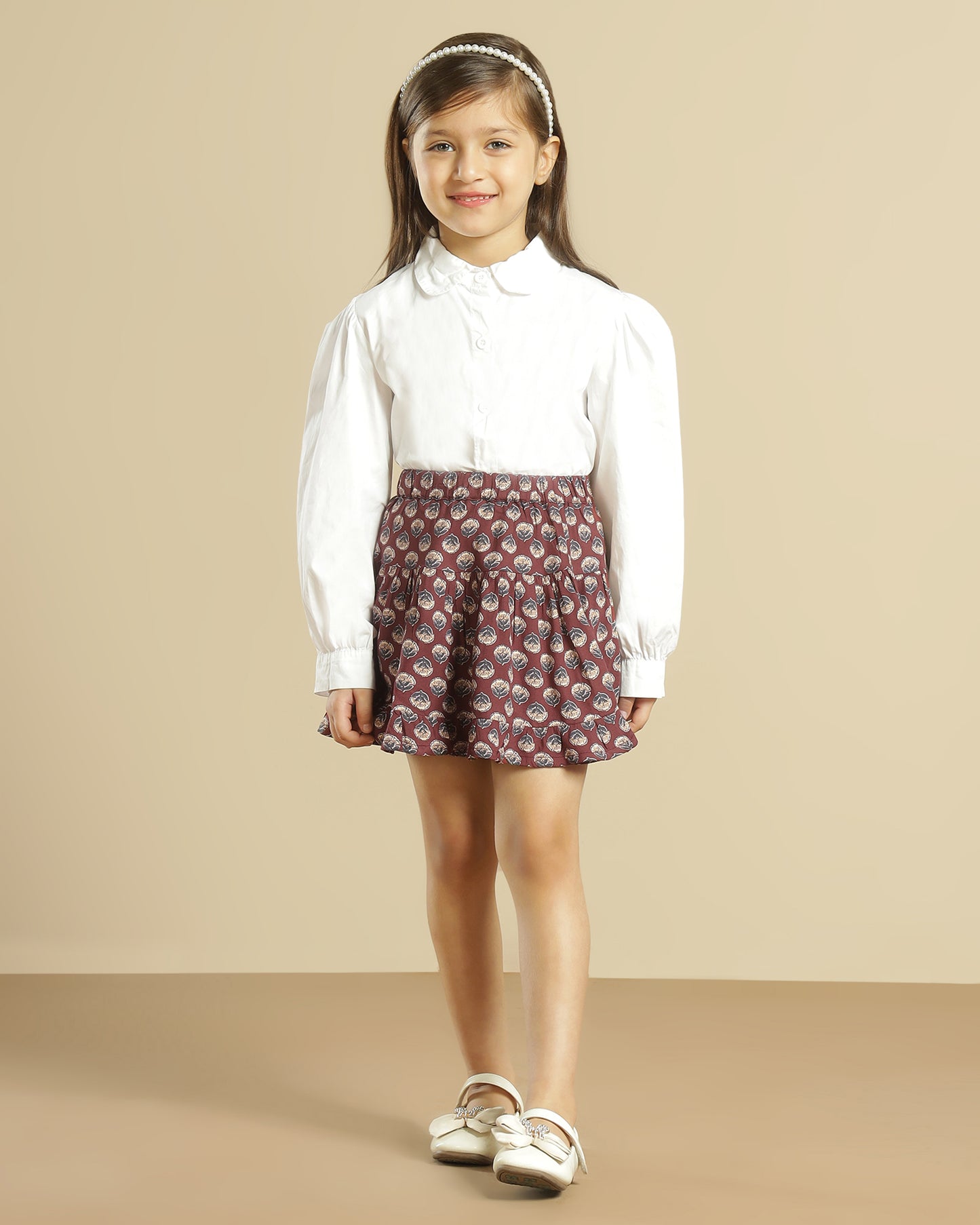 Girls Printed Flared Mini Skirt for Casual Wear