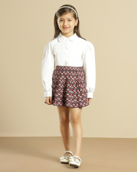 Girls Printed Flared Mini Skirt for Casual Wear