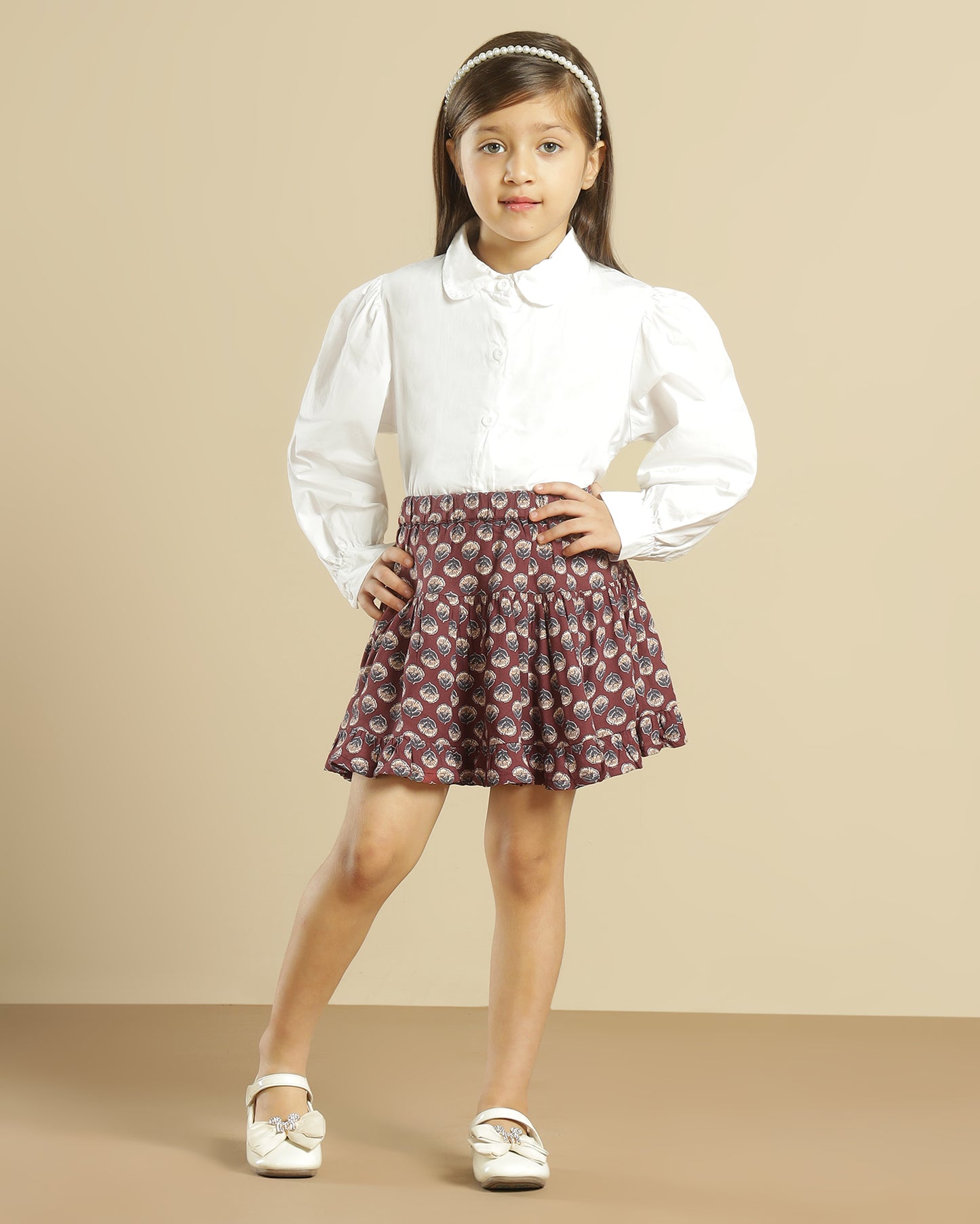 Girls Printed Flared Mini Skirt for Casual Wear