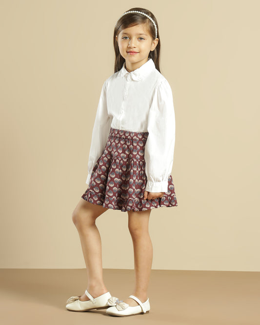 Girls Printed Flared Mini Skirt for Casual Wear