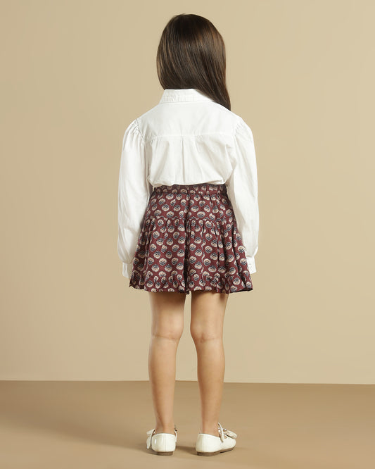 Girls Printed Flared Mini Skirt for Casual Wear