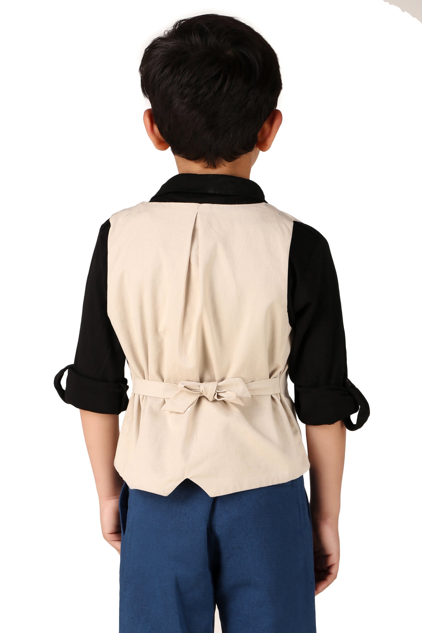 Boys Beige Casual Cotton Blend Jacket