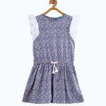 Girls Grey Printed Fit and Flare Dress