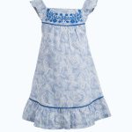 Miyo Blue Printed Dress with Embroider?