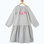 Miyo Grey Melange Embroidered Dress?
