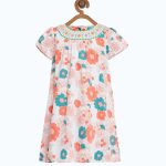 Girls Off-White Floral Print A-Line Dress