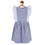 Miyo White & Blue Stripe Cotton Lurex Dress?