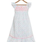 White & Pink Floral A-Line Maxi Dress