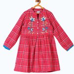 Girls Red Checked A-Line Dress