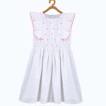 Girls White Self Design Fit and Flare Dress