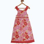 Girls Red Floral Printed A-Line Dress