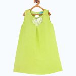 Girls Lime Green Solid A-Line Dress