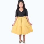 Girls Yellow Solid Skirts